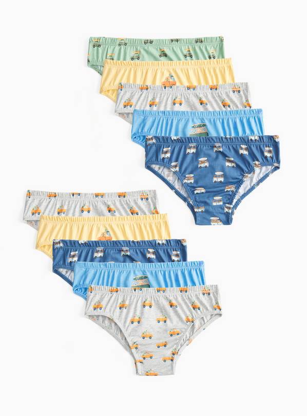 Vehicle Print Briefs 10 Pack 7-8 years